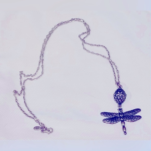 Pandora silver NEW necklace with the Dragonfly pendant & Free Jewelry Bag